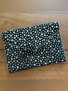 Rebecca Minkoff Black Star-Print Leo Envelope Clutch